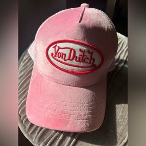 Pink crushed velvet Von Dutch hat